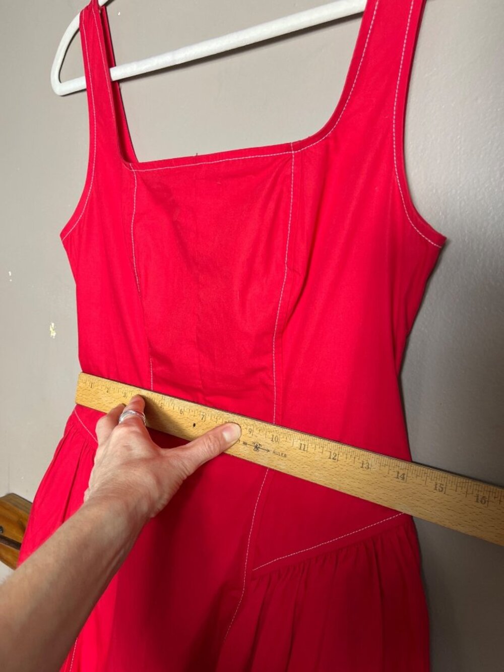 Free Assembly Dress Paneled Midi Red Romantic Princess Coquette Pockets Wom S - Picture 11 of 12